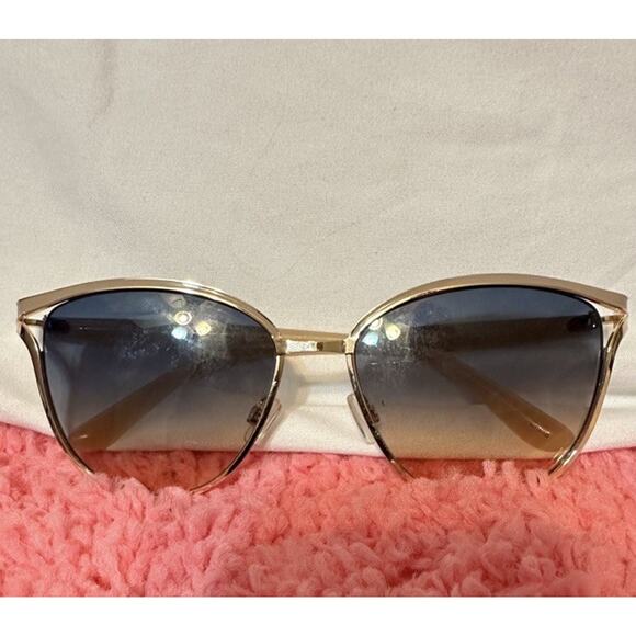 TAHARI Women’s Nude Enamel Gold Accent Cat Eye-rimmed Sunglasses TH895-GLDND - Picture 2 of 16